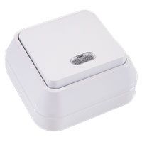 Вимикач одноклавішний з підсвіткою, білий, Makel [45121]