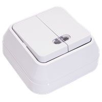 Вимикач двоклавішний з підсвіткою, білий, Makel [45123]