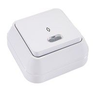 Вимикач прохідний одноклавішний з підсвіткою, білий, Makel [45125]