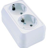 Розетка подвійна із з/к Siva Ustu, без шторок, білий, Makel [45182]