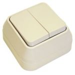 Вимикач 2-клавішний, кремовий, Makel [45203]