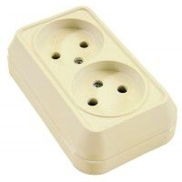 Розетка подвійна без з/к, кремовий, Makel [45217]