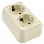 Розетка подвійна з з/к, кремовий, Makel [45282]