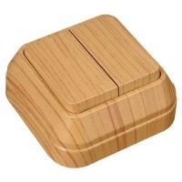 Вимикач двоклавішний без підсвітки, дуб, Makel [45303]