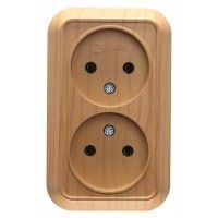 Розетка подвійна без з/к Siva Ustu, без шторок, дуб, Makel [45317]