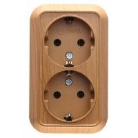 Розетка подвійна із з/к Siva Ustu, без шторок, дуб, Makel [45382]
