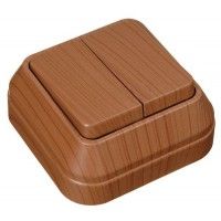 Вимикач двоклавішний без підсвітки, горіх, Makel [45403]