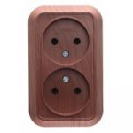 Розетка подвійна без з/к Siva Ustu, без шторок, горіх, Makel [45417]