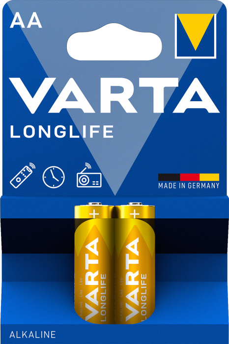 Батарейка Longlife AA, BLI 2 шт, Varta [4106101412]