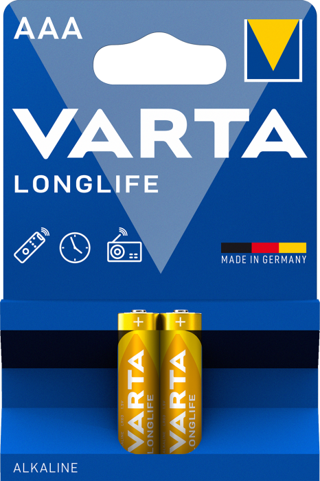 Батарейка Longlife AAA, BLI 2 шт, Varta [4103101412]