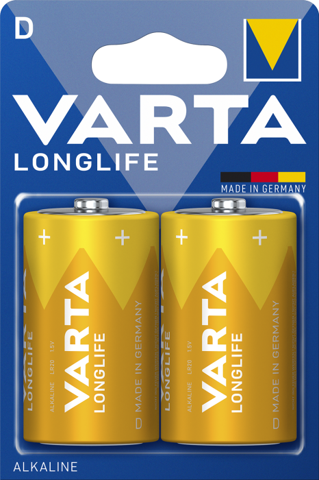Батарейка Longlife D, BLI 2 шт, Varta [4120101412]