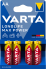 Батарейка Longlife Max Power AA, BLI 4 шт, Varta [4706101404]