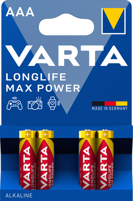Батарейка Longlife Max Power AAA, BLI 4 шт, Varta [4703101404]