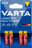 Батарейка Longlife Max Power AAA, BLI 4 шт, Varta [4703101404]