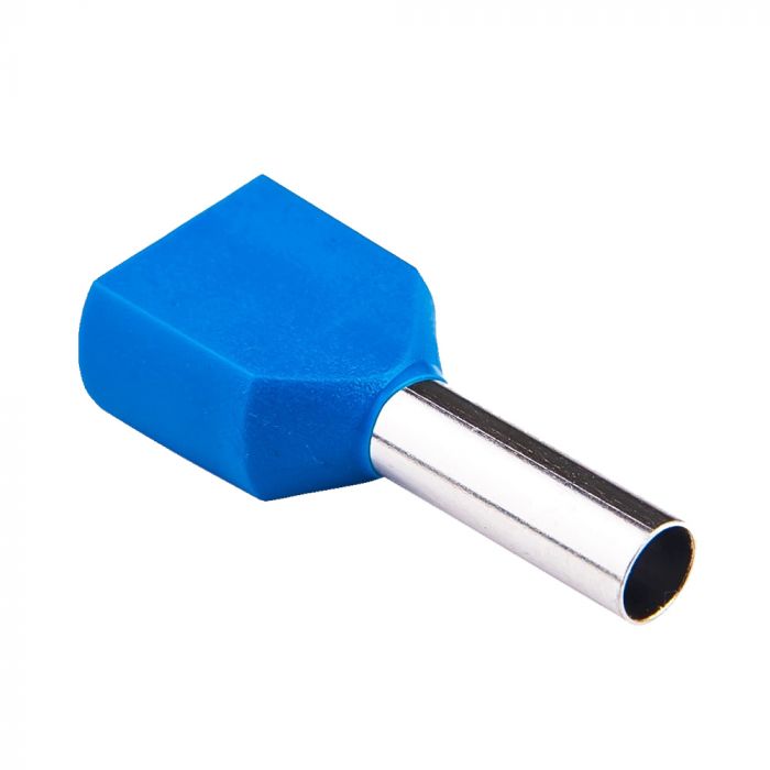 Наконечник втулковий з ізоляцією для 2х проводів TE 4/12, блакитний (100 шт), TAKEL [500719с]