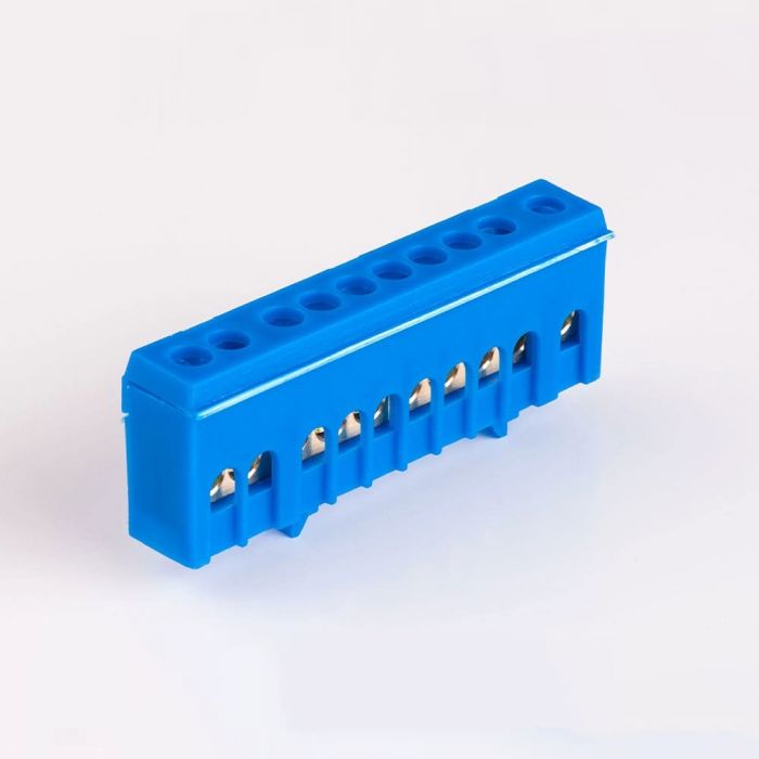 Шина нульова на Din-рейку в корп 10 отв, синій, TAKEL [502787с]