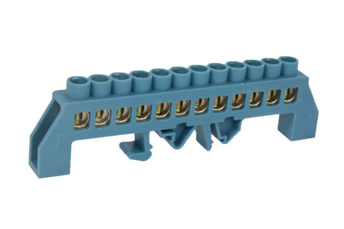 Шина нульова в ізоляторі на Din-рейку HCD 8х12/12, блакитна, TAKEL [502834с]