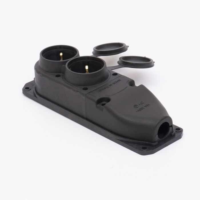 Розетка каучукова двомісна з захисними кришками 402 2Р+РЕ IP44, TAKEL [503361]