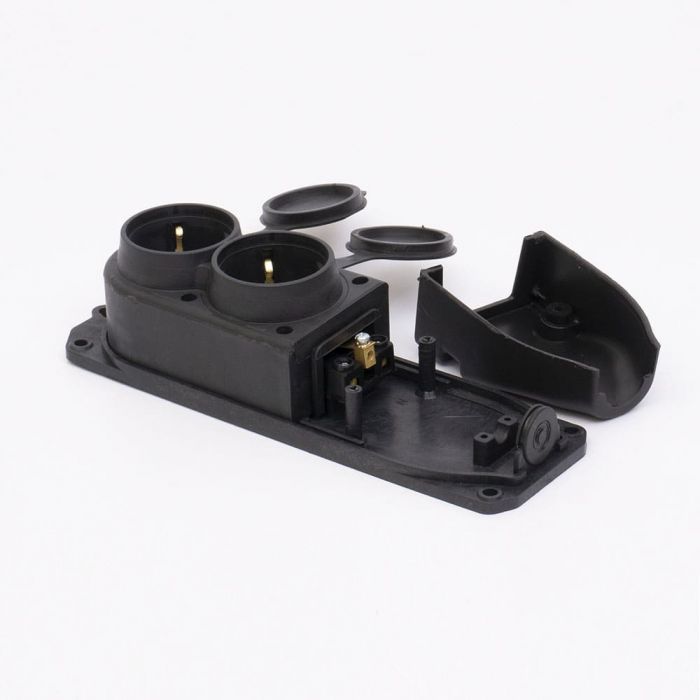 Розетка каучукова двомісна з захисними кришками 402 2Р+РЕ IP44, TAKEL [503361]