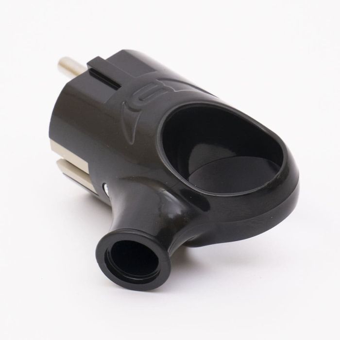 Вилка кутова з кільцем з з/к 208 16A, чорний, TAKEL [503633]