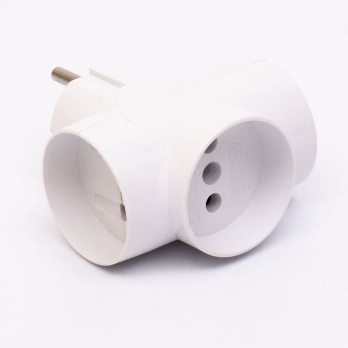 Розгалужувач потрійний без з/к 305 16A, білий, TAKEL [503656]