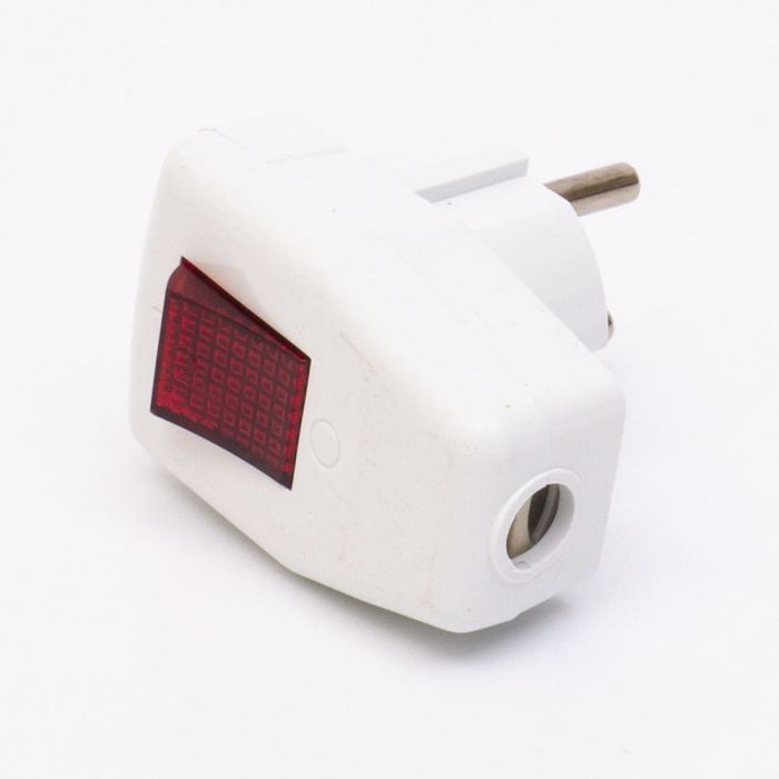 Вилка кутова з кнопкою з з/к 219 16A, білий, TAKEL [503678]