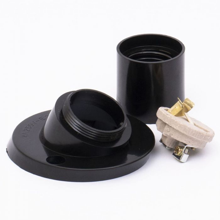 Патрон карболітовий Е27 кутовий, чорний, TAKEL [503703]