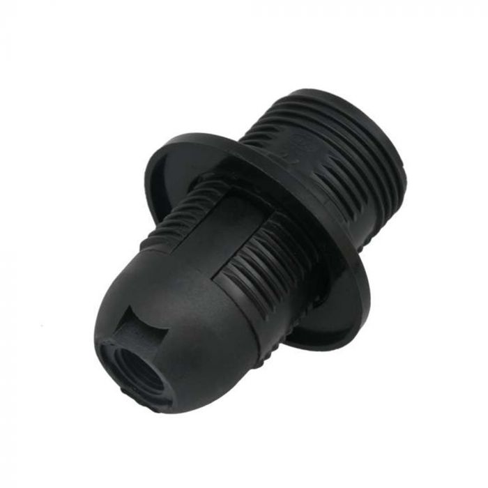 Патрон пластиковий Е14 з гайкою, чорний, TAKEL [503715]