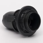 Патрон пластиковий Е14 зі стопором та з гайкою, чорний, TAKEL [503717]