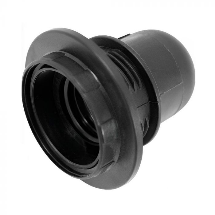 Патрон пластиковий Е27 зі стопором та з гайкою, чорний, TAKEL [503723]