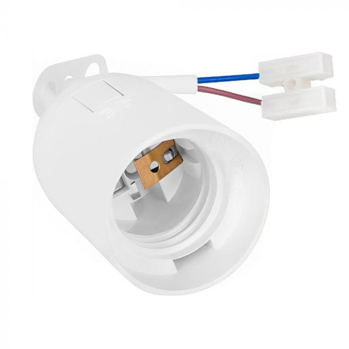 Патрон пластиковий E27 підвісний з кабелем та клемною колодкою, білий, TAKEL [503724]