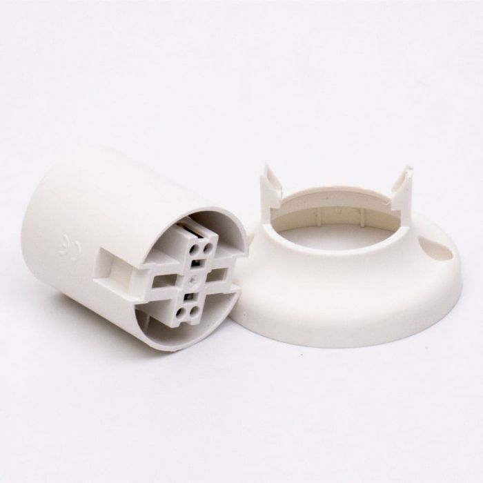 Патрон пластиковий Е27 прямий, білий, TAKEL [503726]