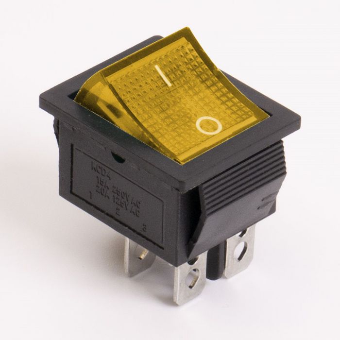 Перемикач клавішний КП-2и 220В, жовтий, TAKEL [505401ж]