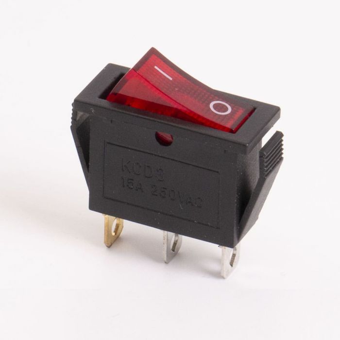 Перемикач клавішний КП-36и 220В, червоний, TAKEL [505456к]