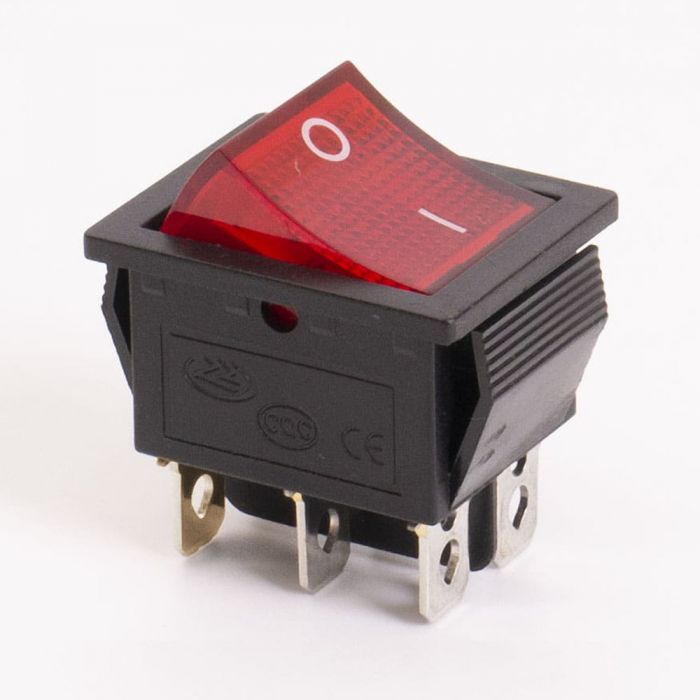 Перемикач клавішний КП-45и 220В, червоний, TAKEL [505473к]