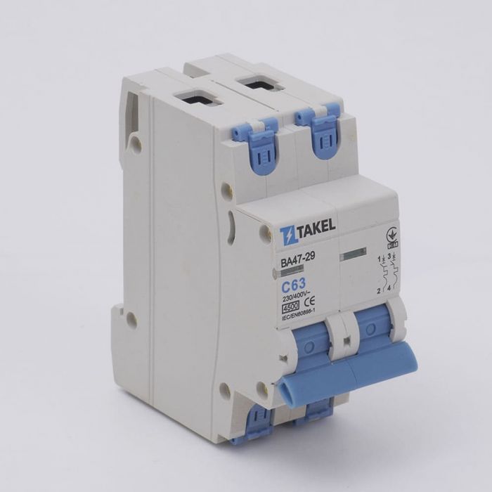 Автоматичний вимикач ВА47-29-С 2Р 4.5кА 63А, TAKEL [506137]