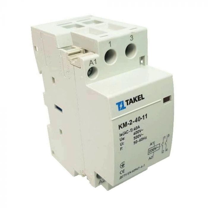 Контактор модульний КМ-2-40-11 40А 1NO+1NC, TAKEL [507316]