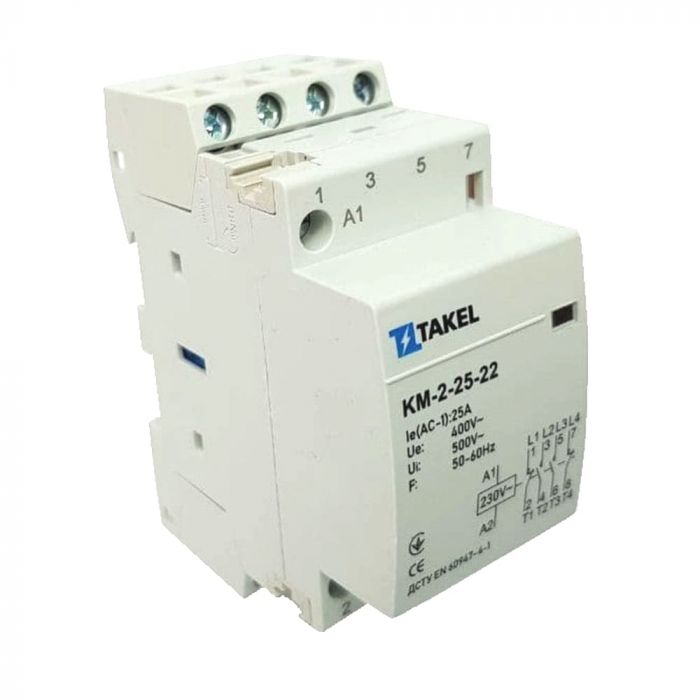 Контактор модульний КМ-2-25-22 25А 2NO+2NC, TAKEL [507329]
