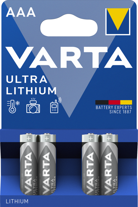 Батарейка AAA Lithiuim, BLI 4 шт, Varta [6103301404]