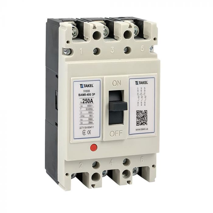 Автоматичний вимикач силовий ВАМ8-400 3Р 250А 50кА, TAKEL [510035]