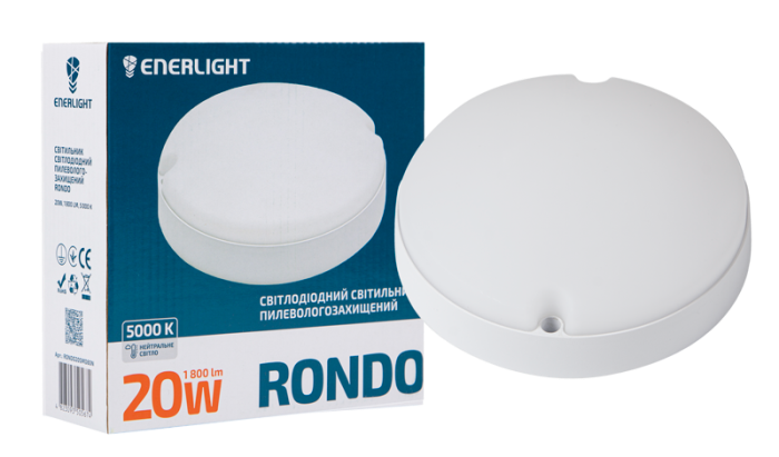Світильник світлодіодний Rondo 20Вт 5000К, IP65, Enerlight [RONDO20SMD80N]