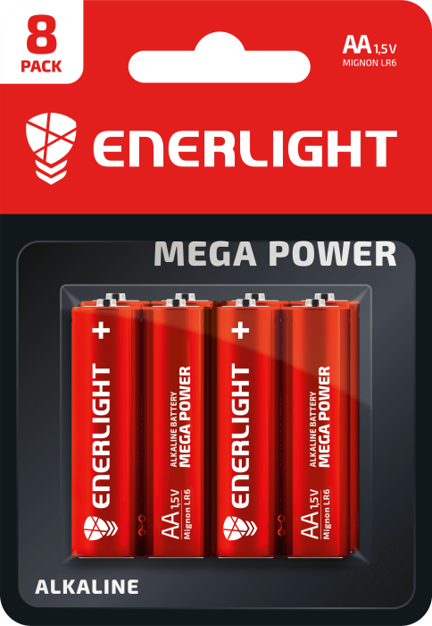 Батарейка Mega Power AA, BLI 8 шт, Enerlight [90060108]