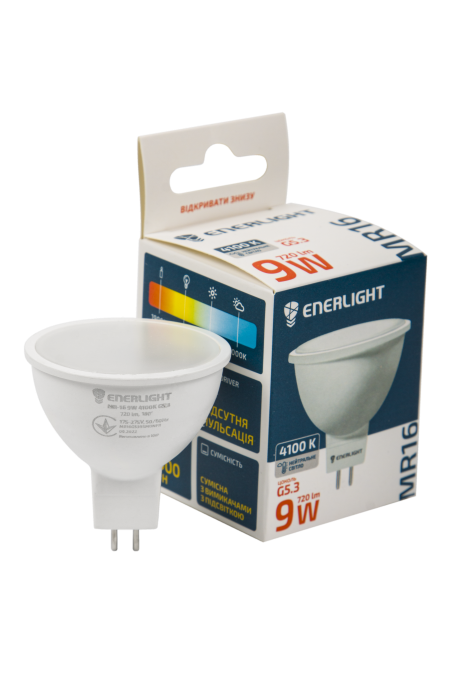 Лампа світлодіодна MR16 9Вт 4100K G5.3, Enerlight [MR16G539SMDNFR]