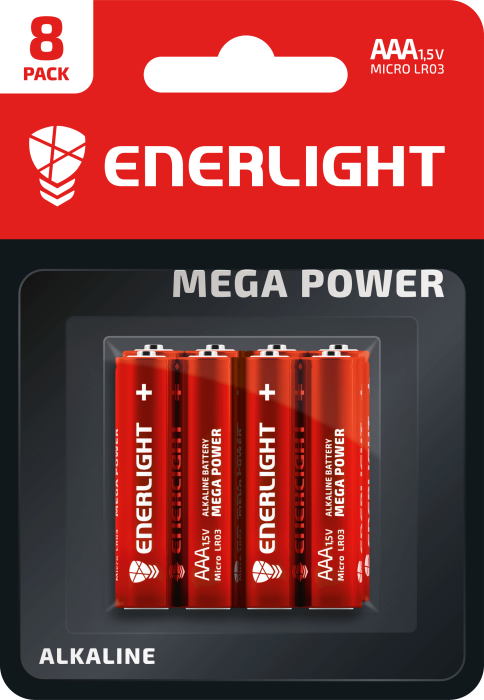 Батарейка Mega Power AAA, BLI 8 шт, Enerlight [90030108]