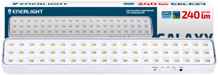 Cвітильник акумуляторний аварійний GALAXY 240Лм 6500К Li-ion 3.7В 2Ah, білий , Enerlight [GALAXY100SMD12C]