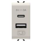 Розетка 2хUSB Chorusmart A+C TYPE 5V 3A 1M бежевий GEWISS [GW13449]