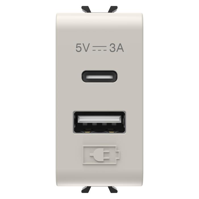 Розетка 2хUSB Chorusmart A+C TYPE 5V 3A 1M бежевий GEWISS [GW13449]