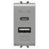 Розетка 2хUSB Chorusmart A+C TYPE 5V 3A 1M титан GEWISS [GW14449]