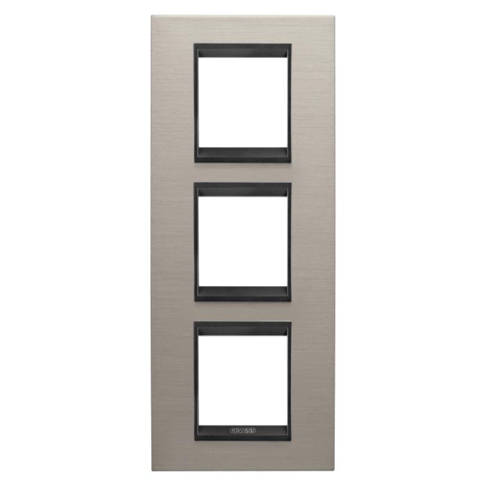 Рамка Chorusmart LUX 2+2+2M вертикальна металева матовий алюміній/лава GEWISS [GW16227WS]