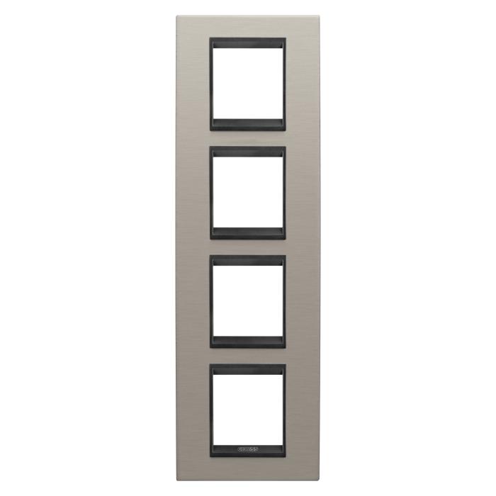 Рамка Chorusmart LUX 2+2+2+2M вертикальна металева матовий алюміній/лава GEWISS [GW16229WS]